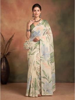 Nyri - Casual Wear Cotton Printed Designer Saree with Unstitched Blouse For Womens