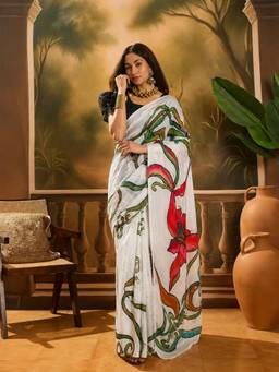 Nyri - Casual Wear Cotton Printed Designer Saree with Unstitched Blouse For Womens
