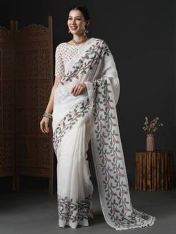 Nyri - Casual Wear Cotton Printed Designer Saree with Unstitched Blouse For Womens