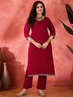 Gahan - Women Solid Plain Kurta with Pant