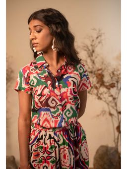 LABEL REYYA - Mosaic Printed Button Down Shirt