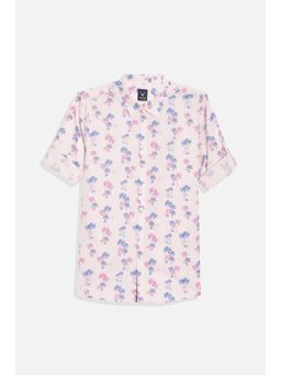 Allen Solly - Boys Pink Slim Fit Print Casual Shirt