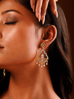Voylla - Shahi Dwar Dhara White Stone Dangler Earrings