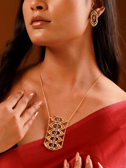 Voylla - Shahi Dwar Green Kanika Necklace Set