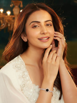 Accessher - Rose-Gold Plated Black Round Crystal Adjustable Bracelet