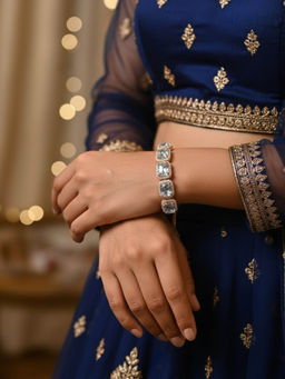 Accessher - Rose-Gold White Crystal Adjustable Charm Bracelet