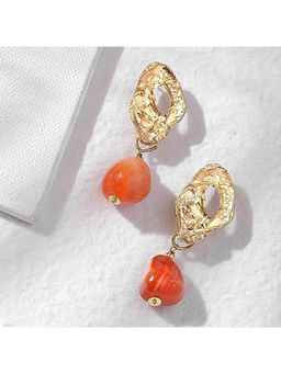 Deebaco - Peach Stone Rose Gold Plated Agate Drop Earrings