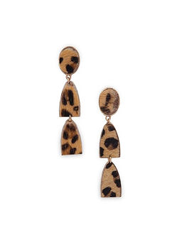 Deebaco - Multi-Color Faux Leather Patched Geometrical Drop Earrings