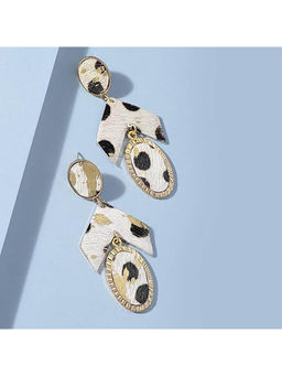 Deebaco - Multi-Color Faux Leather Rose Gold Plated Drop Earrings