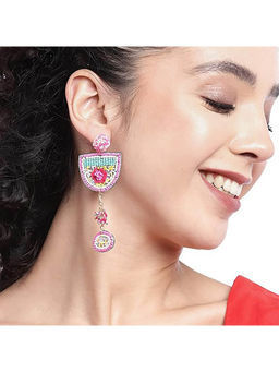 Deebaco - Multi-Color Beads Gold-Plated Boho Chunky Drop Earrings