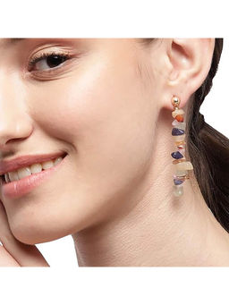 Deebaco - Gold-Plated Multi-Color Drop Earrings