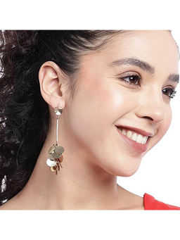 Deebaco - Elegant Gold-Plated Golden Drop Ruffle Earrings