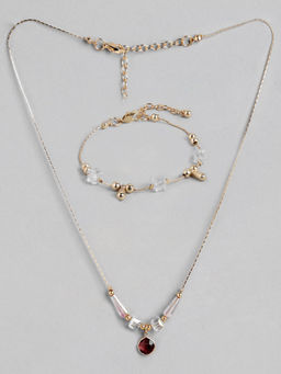 Deebaco - Gold-Plated Multi-Color Stone Studded Jewellery Set