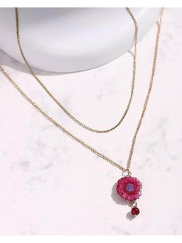 Deebaco - Pink Agate Stone Gold Plated Necklace