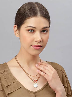 Deebaco - Gold Plated Multi-Color Shell and Beads Layered Necklace