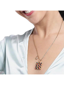 Deebaco - Multi-Color Beaded Star Pendent Rose Gold-Plated Necklace