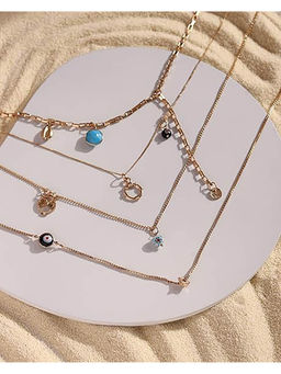 Deebaco - Multi-Color Beads and Charms Necklaces (Pack Of 4)