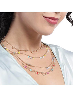 Deebaco - Rose Gold-Plated Multi-Color Layered Necklace