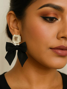 ISHKAARA - Bow Crystal Stone Drop Earrings