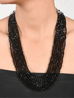 Ratnavali Jewels - Seven Layer Black-Colour Real Onyx Beads Necklace