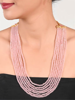 Ratnavali Jewels - Seven Layer Pastel Pink-Colour Real Onyx Beads Necklace