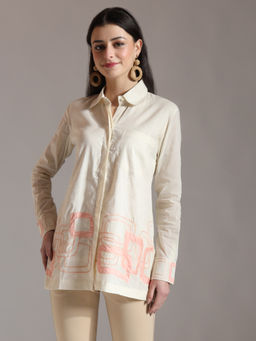 Yufta - Off White Embroidery Pure Cotton Shirt