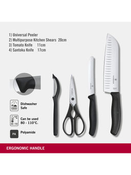Victorinox - Swiss Classic Black Cutlery Sets Knives & Peeler Scissor