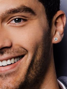 OOMPH - Silver Plated Round Solitaire Cubic Zirconia Stud Earrings