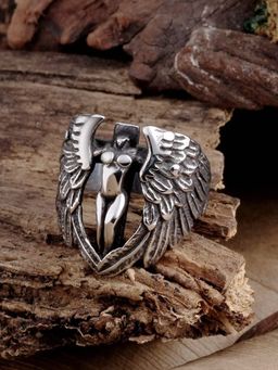 OOMPH - Silver Eagle Soul Tough Stainless Steel Bikers Ring For Men