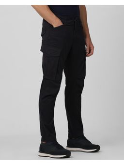 Mufti - Men Deep Navy Blue Solid Cargo Pant