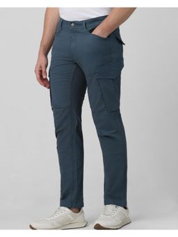 Mufti - Men Deep Teal Solid Cargo Pant
