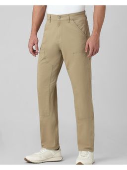Mufti - Men Pale Sand Beige Solid Cargo Pant