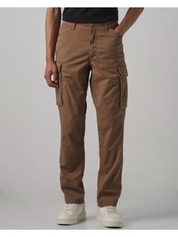 Mufti - Men Muted Khaki Solid Cargo Pant