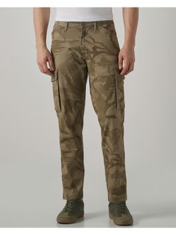 Mufti - Men Muted Khaki Camouflage Cargo Pant