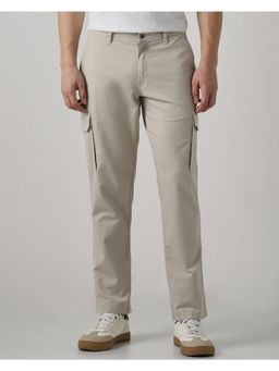 Mufti - Men Grey Solid Cargo Pant