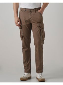 Mufti - Men Brown Solid Cargo Pant