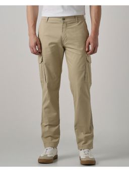 Mufti - Men Beige Solid Cargo Pant