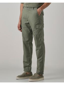 Mufti - Men Light Olive Solid Cargo Pant