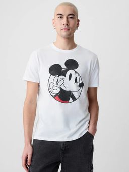 GAP - Men Mickey Mouse Graphic Print Crew Neck White T-Shirt