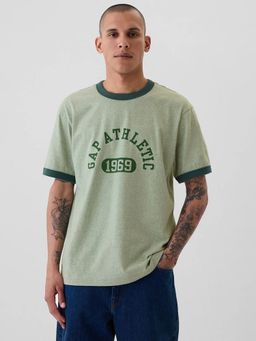 GAP - Men Typography Print Half Sleeves Crew Neck Green T-Shirt