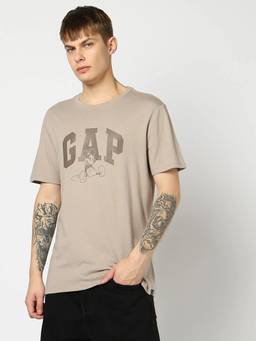 GAP - Men Mickey Mouse Graphic Print Crew Neck Brown T-Shirt