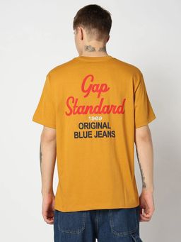 GAP - Men Logo Print Crew Neck Half Sleeves Mustard T-Shirt