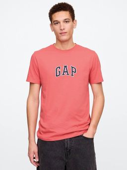 GAP - Men Logo Print Half Sleeves Crew Neck Coral T-Shirt