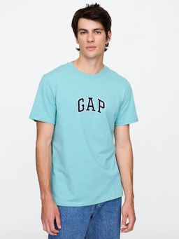 GAP - Men Logo Print Crew Neck Half Sleeves Blue T-Shirt
