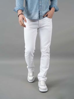 ROOKIES - White 5 Pocket Mid Rise Slim Straight Fit Jeans (RJ5972B)