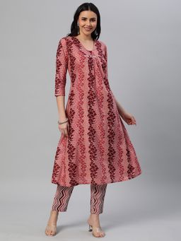 Kami Kubi - Pink Printed Kurta with Pant (Set of 2)