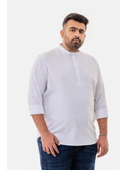 Snitch - White Solid Full Sleeves Regular Casual Plus Size Shirt For Men