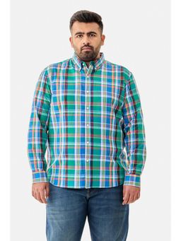 Snitch - Green Plaid Full Sleeves Regular Casual Plus Size Shirt For Men