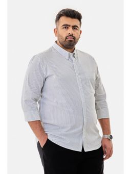 Snitch - Grey Stripes Full Sleeves Regular Semi Formal Plus Size Shirt For Men