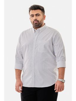 Snitch - Grey Stripes Full Sleeves Regular Semi Formal Plus Size Shirt For Men